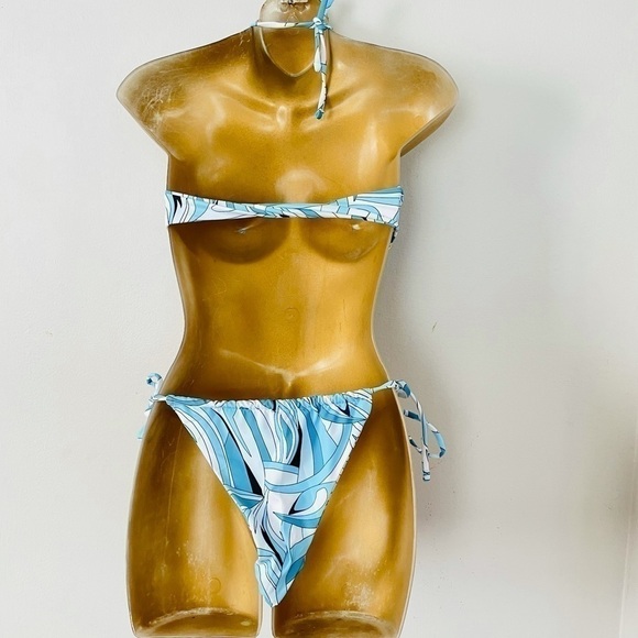 Swirl blue 2 piece swimsuit new - Picture 2 of 3